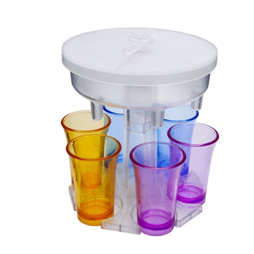 6 Cups Wine Dispenser Automatic Diversion Wine Pourer With Game Turntable, Style: Round Transparent with Color Cup