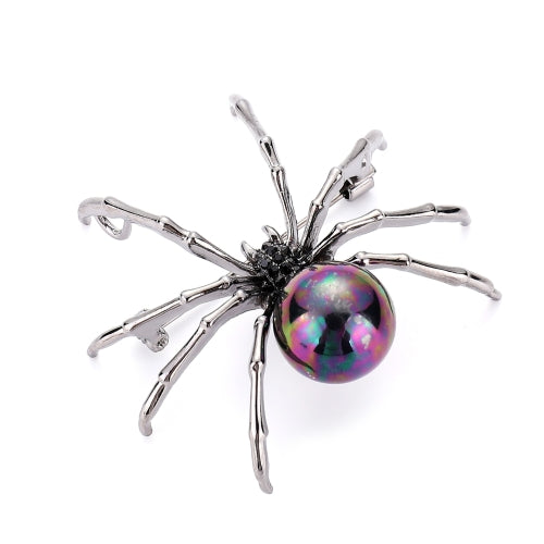 3 PCS Diamond Spider Brooches Insect Animal Pin(Colorful Pearl)