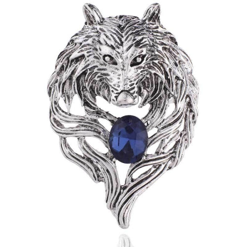 3 PCS Retro Wolf Head Brooches Creative Personality Animal Pin Men Suits Coat Badge Accessories(Silver )