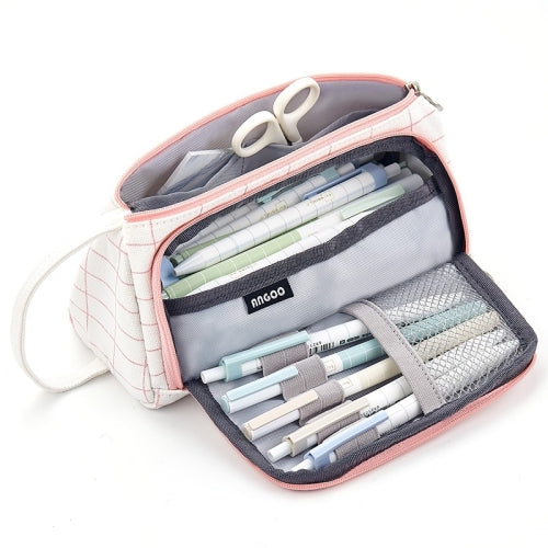 Angoo Large Capacity Pencil Case Cute Canvas Stationery Bag, Color: Gentle Breeze