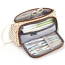 Angoo Large Capacity Pencil Case Cute Canvas Stationery Bag, Color: British Style Plaid