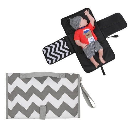 Portable Baby Changing Mat Multifunctional Baby Changing Table Waterproof Bag(Gray Waves )