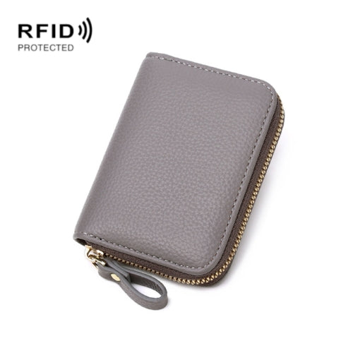 2 PCS 56118 RFID Anti-Theft Swipe Organ Card Bag Multi-Function Zipper Small Wallet Driver License Bag(Gray)