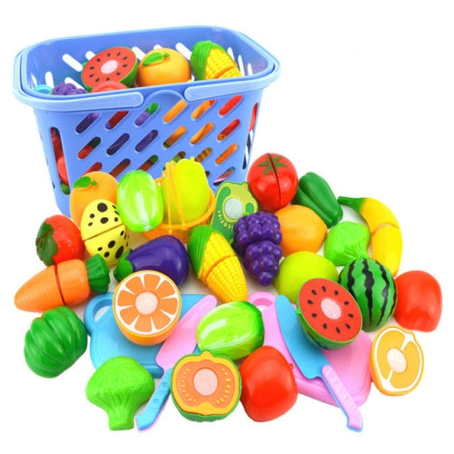 Pretend Play Plastic Food Toy Cutting Fruit Vegetable for Children, Random Color and Style 23 PCS / Set