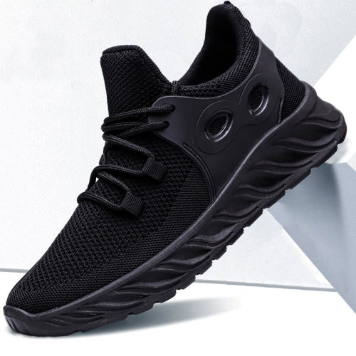 XKDF Flying Weaving Comfortable Male Sports Shoes Spring Soft Sole Men Running Shoes, Size: 40(Black)