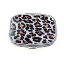 2 PCS Y10336 Two-Compartment Metal Portable Pill Box(White Leopard)
