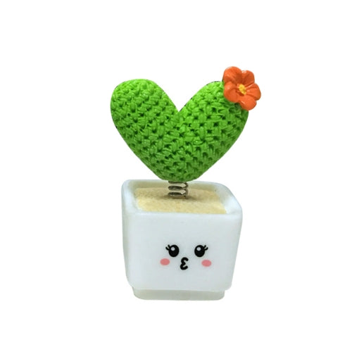 10 PCS Small Fresh Cactus Ornaments Resin Plants Small Potted Car Ornaments(Heart Shape)