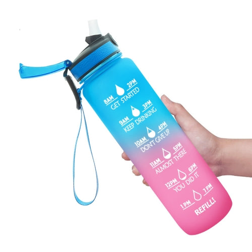 1L Tritan Plastic Gradient Color Cup Outdoor Large Capacity Sports Kettle(Blue Pink)