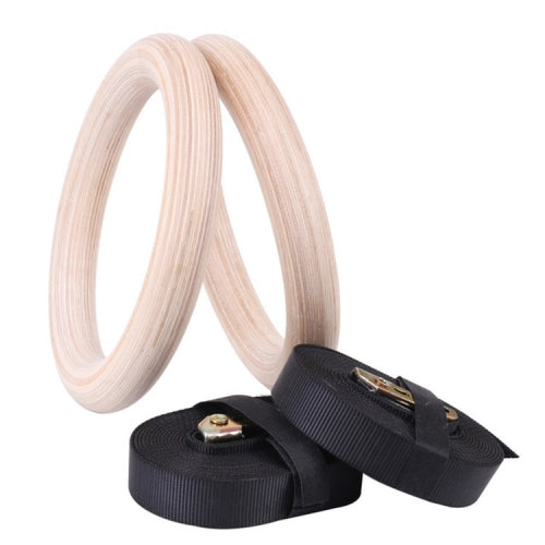 with 3.8cm Webbing 1 Pair Adult Fitness Gymnastics Training Wooden Rings Indoor Fitness Equipment, Thickness:28mm