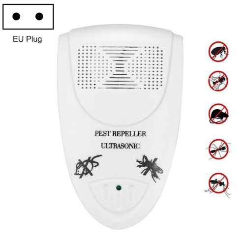 Ultrasonic Electronic Mouse Repeller Household Intelligent Insect Repeller, EU Plug(White)