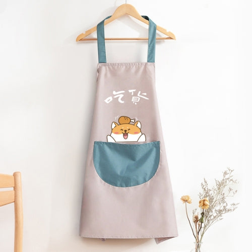 2 PCS Home Kitchen Waterproof And Oil-Proof Apron Cute Cooking Work Apron, Colour: Foodie Light Pink (Ordinary)