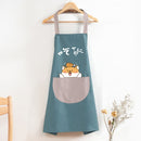 2 PCS Home Kitchen Waterproof And Oil-Proof Apron Cute Cooking Work Apron, Colour: Foodie Water Blue (Ordinary)