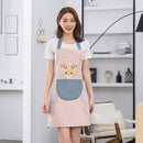 2 PCS Home Polyester Waterproof And Oil-Proof Apron Cartoon Cute Little Deer Apron, Colour: Hand Wipe (Pink)