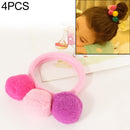 4 PCS Fashion Lovely Girls Children Delicate Colorful Elastic Hair Band Hair Rope Hair Accessories(Pink)