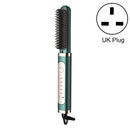 Curling And Straightening Dual-Purpose Negative Ion Automatic Constant Temperature Hair Straightening Comb, Specification:UK Plug(Green)