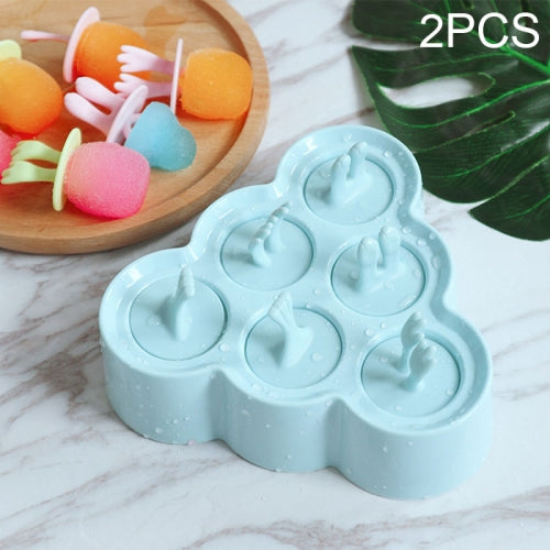 2 PCS Cartoon Silicone Foot Shape DIY Popsicle Mould Six Grid Ice Cream Ice Cube Random Style / Color Delivery