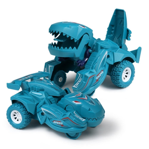 2 PCS Dinosaur Deformation Car Children Inertial Sliding Car Model Toy(Cyan )