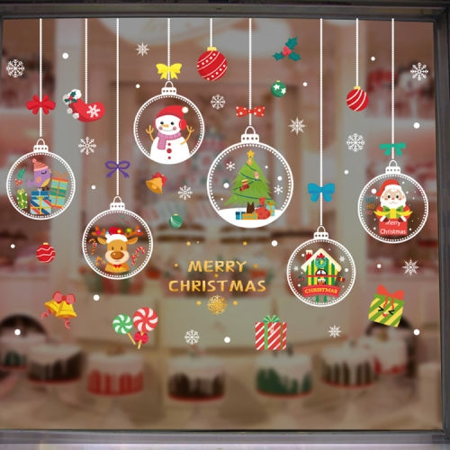 BQ027 5 Sets Christmas Window Grille Sticker Santa Claus Elk Glass Window Decoration