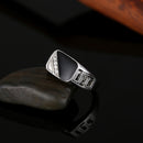 Male Fashion Classic Rhinestone Enamel Rings, Ring Size:9(Platinum)