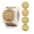 3 PCS Rolled Floral Thank You Handwritten Kraft Paper Sticker Gift Wedding Baking Decoration Label, Size: 2 Inch / 50mm(B-78-50)