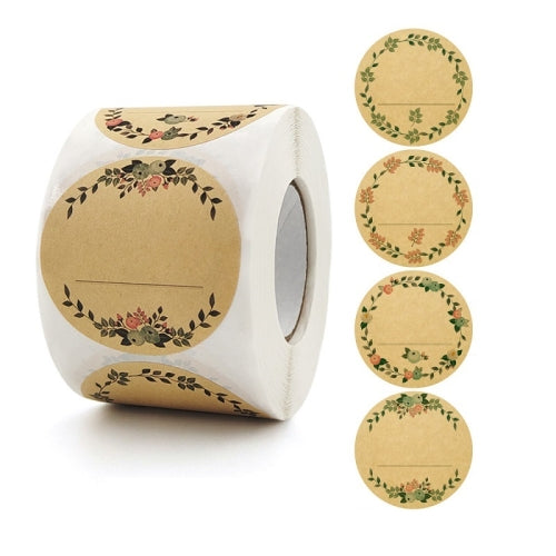 3 PCS Rolled Floral Thank You Handwritten Kraft Paper Sticker Gift Wedding Baking Decoration Label, Size: 2 Inch / 50mm(B-78-50)
