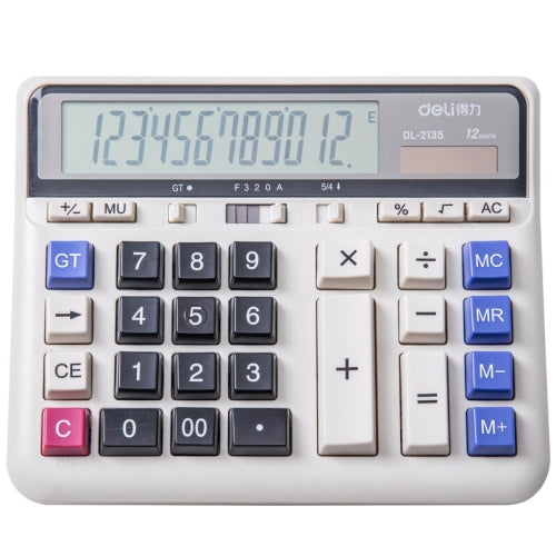 Deli 2135 Computer Keyboard Calculator Big Button Bank Office Finance Accounting Solar Calculator(White)