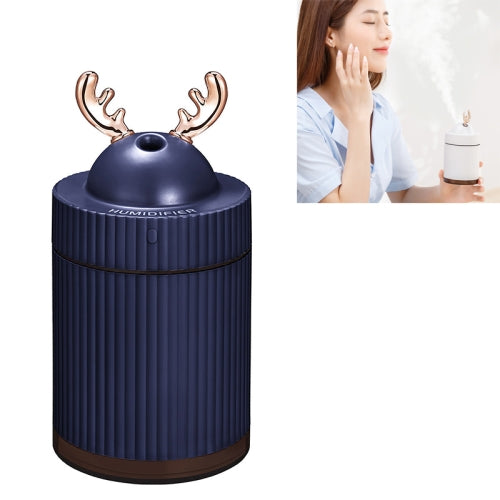 SX-E318 USB Foggy Air Humidifier Desktop Bedroom Creative Mini Cute Deer Night Light Mute Humidifier Air Purifier Automatic Alcohol Sprayer(Navy Blue)