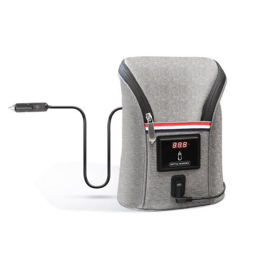 Car Double Bottle Of Warm Milk Outdoor Portable Constant Temperature Calm Milk Multi-Function Bottle Storage Bag(DC+Cigarette Lighter Interface Gray)