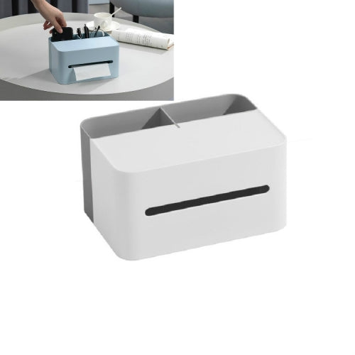 Multifunctional Drawer Tissue Box Living Room Coffee Desk Storage Box(Cement Gray)