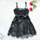 3 PCS Fat MM Sexy Perspective Lace Sling Sexy Pajamas, Size:XXXXL(Black)