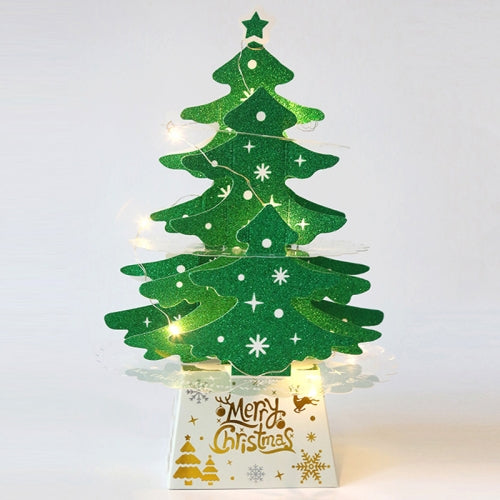 2 PCS Christmas Decorations Mini Desktop Christmas Tree Ornaments, Specification: Green Warm Lamp