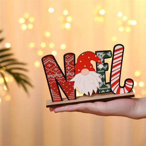 3 PCS Christmas Desktop Decorations Wooden Colored Letters Ornaments, Specification: Horizontal Old Man Head