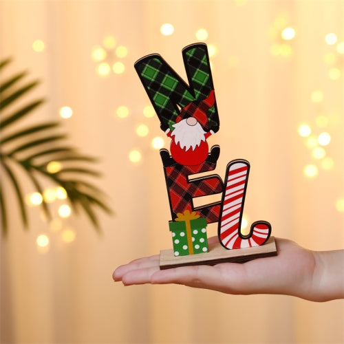 3 PCS Christmas Desktop Decorations Wooden Colored Letters Ornaments, Specification: Sitting Old Man