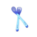 2 Set Baby Silicon Spoon Safety Temperature Sensing Baby Flatware Feeding Spoon(Blue)