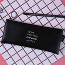 Simple Solid Color Personality Leather Pen Box Student Creative Zipper Stationery Pencil Bag, Style:Letter(Black)