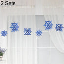 2 Sets Winter Christmas 3D Snowflake Decorations Window Shopping Malls Shop Layout Supplies Hanging Ornaments Hanging Pendant(Deep Blue)