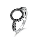 2 PCS Real 925 Sterling Silver Lucky Circle Diamond Halo Rings, Ring Size:6(Black)