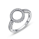 2 PCS Real 925 Sterling Silver Lucky Circle Diamond Halo Rings, Ring Size:7(White)