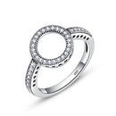 2 PCS Real 925 Sterling Silver Lucky Circle Diamond Halo Rings, Ring Size:10(White)
