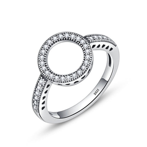 2 PCS Real 925 Sterling Silver Lucky Circle Diamond Halo Rings, Ring Size:10(White)