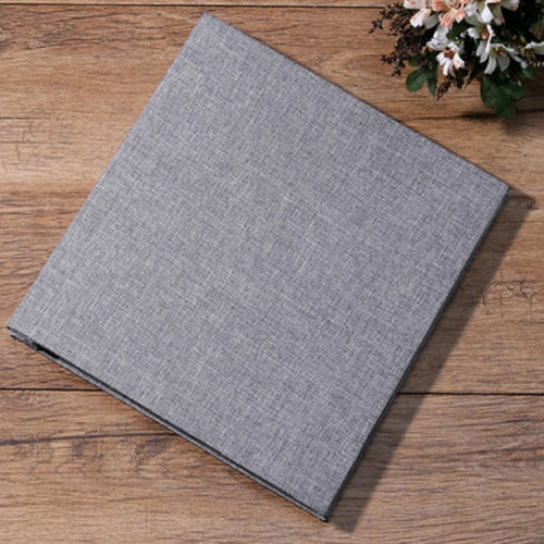 Simple Linen Self-adhesive Film Album Retro Family Large Capacity Handmade Creative Gifts(Gray White Page)