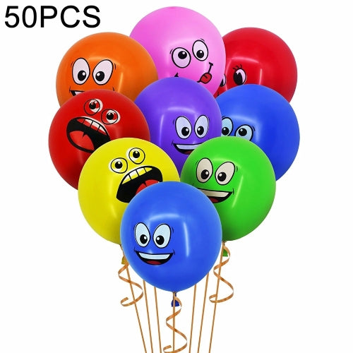 50 PCS Cute Printed Big Eyes Smiley Latex Balloons Birthday Party Decoration