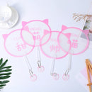 10 PCS Hand Fan Summer Cool Plastic Handheld Fan with Key Chain Pendant, Color:Random Color and Letters Delivery(Cute Cat Wish)