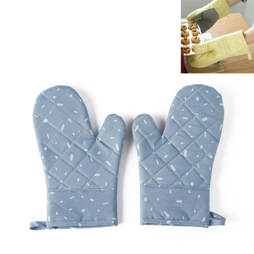 Kitchen Microwave Oven Thickened Silicone Heat-resistant Baking Special Insulation and Anti-scalding Gloves(Blue)