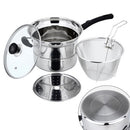 Stainless Steel 22CM Multi-function Deep-fried Cooking Pot Kitchenware Set, Style:Single Bottom