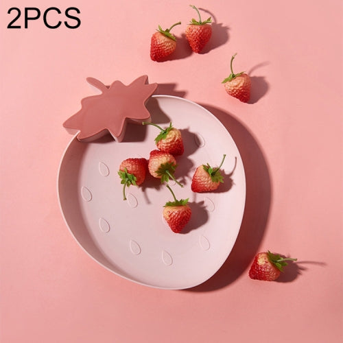 2 PCS Creative Strawberry Shape Living Room Home Candy Dish Fruit Plate(Pink)