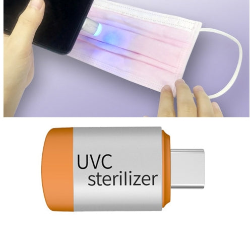Type-C Interface Mobile Phone Mini UVC Germicidal Lamp LED Disinfection Sterilizer(Orange)