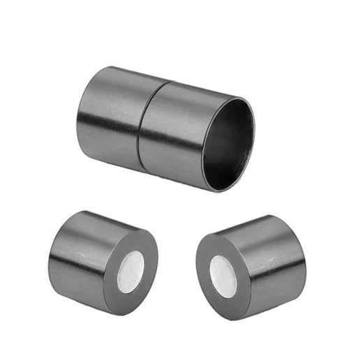 10 PCS DIY Handmade Jewelry Accessories Cylindrical Magnet Buckle Leather Rope Bracelet Necklace Magnetic Buckle, Size:14mm(Black)