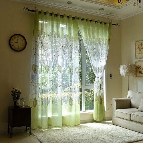 2 PCS Sheer Tulle Window Curtains for Living Room The Bedroom The Kitchen, Size:1mX2.5m (Punch)(Green)