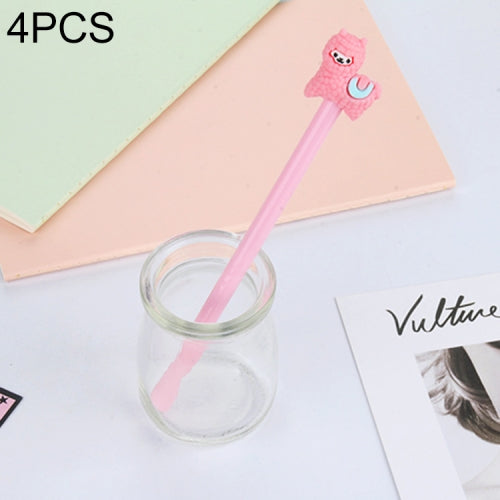 4 PCS Gel Pens Cartoon Creative Alpaca Shape Student Signature Pen(Pink)